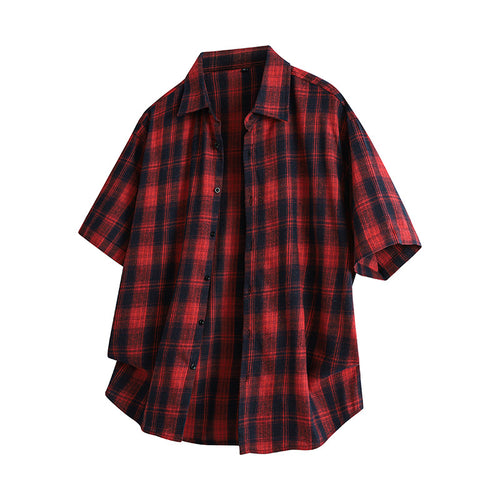 Men's Short-sleeved Plaid Shirt